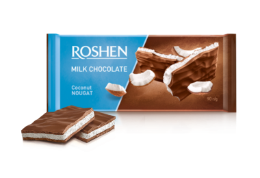 Шоколад Roshen молочний з кокосовою нугою 90г 