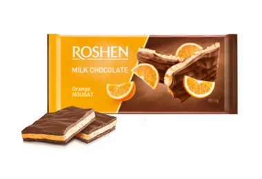 Шоколад Roshen молочний з апельсиновою нугою 90г