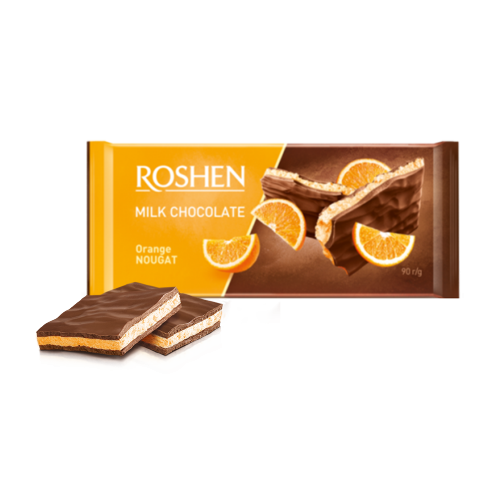 Шоколад Roshen молочний з апельсиновою нугою 90г