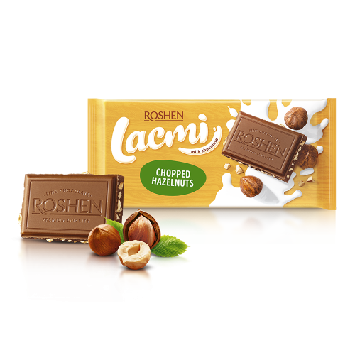 Шоколад молочний Lacmi з подрібненим лісовим горіхом 90г