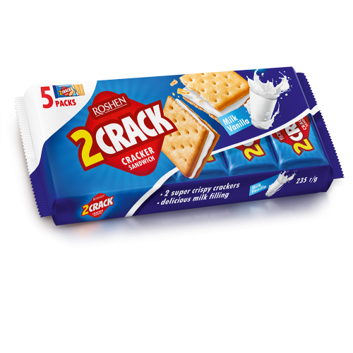 Крекер 2 CRACK з молочно-ванільною начинкою 235г