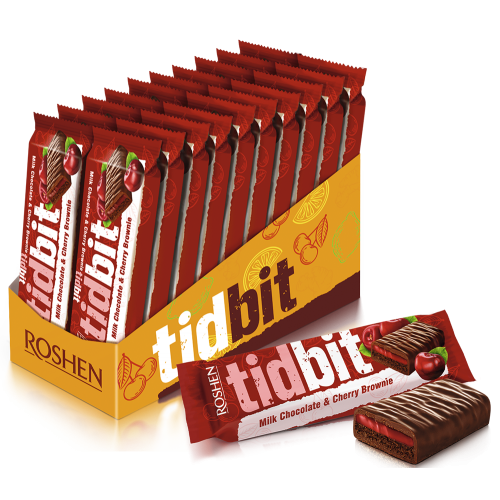 Шоколад молочний TIDBIT з начинкою зі смаком Вишневий Брауні 50г