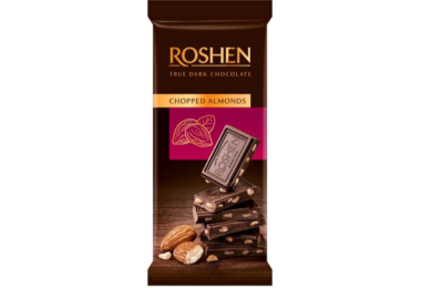Шоколад Roshen чорний з підсоленим подрібненим мигдалем 85г