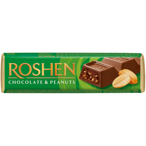 Батончик Roshen молочно-шоколадний з арахісовою начинкою 38г